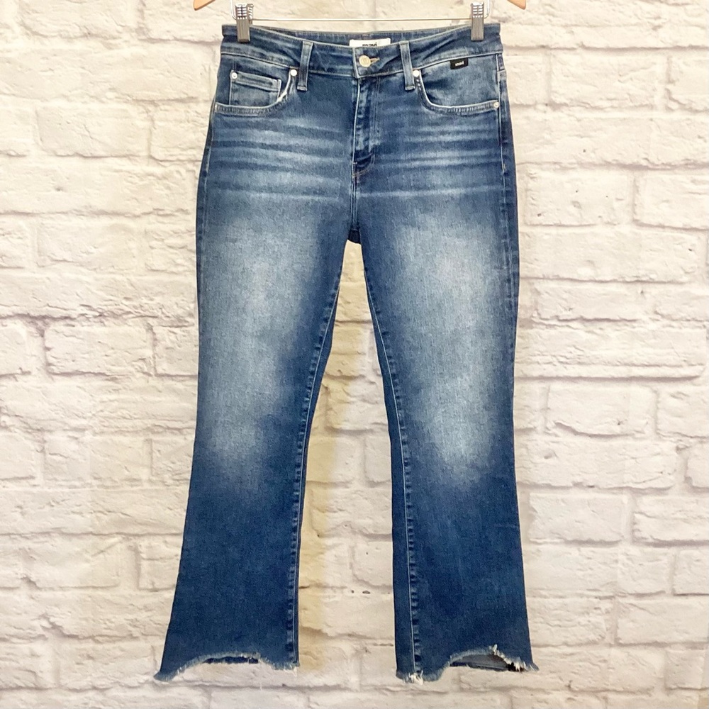 Mavi 28 Anika High Rise Crop Flare Women’s Jeans Frayed Hems Stretch